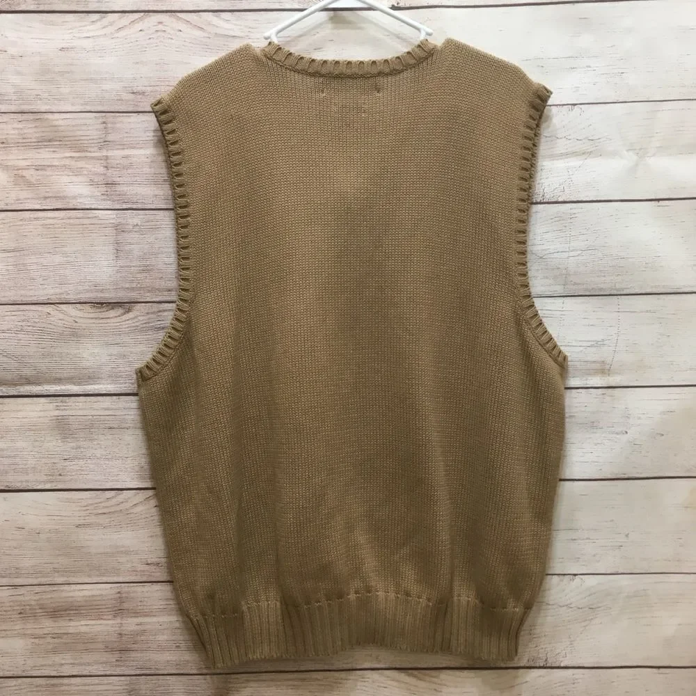 VINTAGE POLO RALPH‎ LAUREN TAN SWEATER VEST IN 100% COTTON